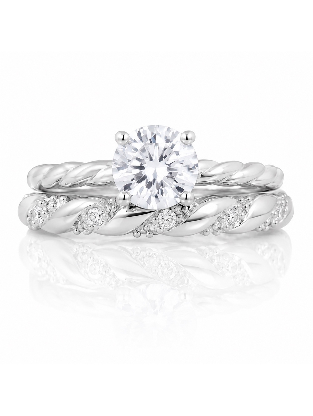 2.4 CTW Cubic Zirconia Solitaire Bridal Ring Set